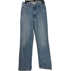 Zara High Rise Straight Leg Long Length Light Wash Jeans Size 4 EUR 36